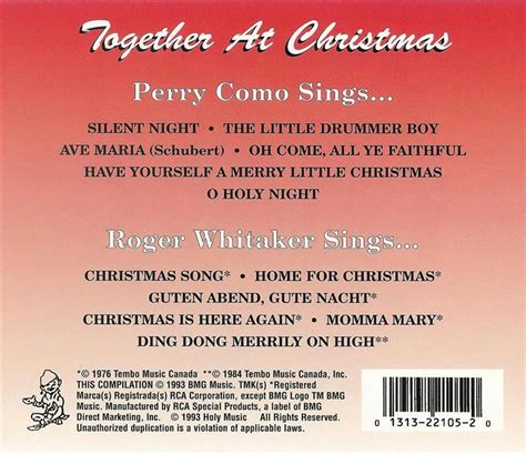 Together At Christmas Perry Como And Roger Whittaker Cd Ebay