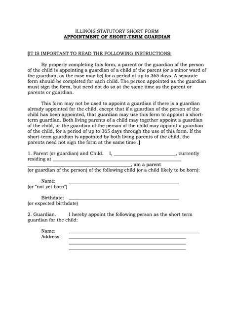 Temporary Guardianship Form Illinois Pdf Fill Out And Sign Printable