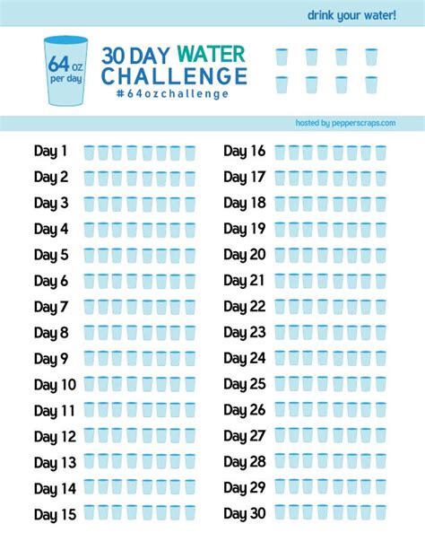30 Day Water Challenge 64ozchallenge Water Challenge Challenges