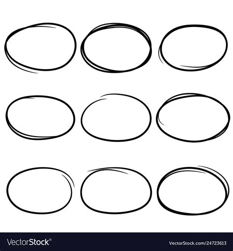 Black And Drawn Scribble Circles Marker Elements Vector Image