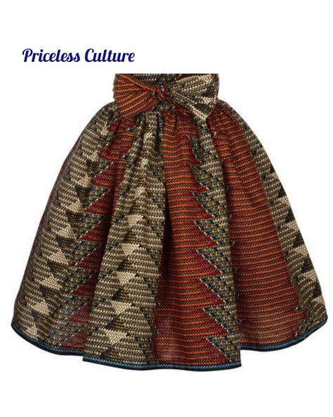 High Waisted African Print Skirt With Sash Ankara Midi Skirt Etsy