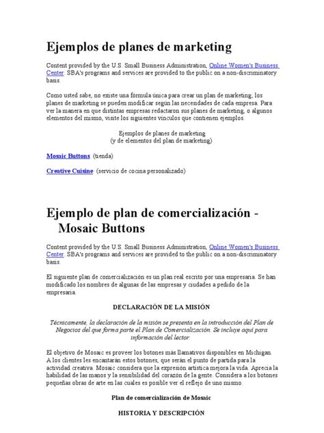 Ejemplo De Plan De Comercializacion De Una Empresa  Opciones de Ejemplo