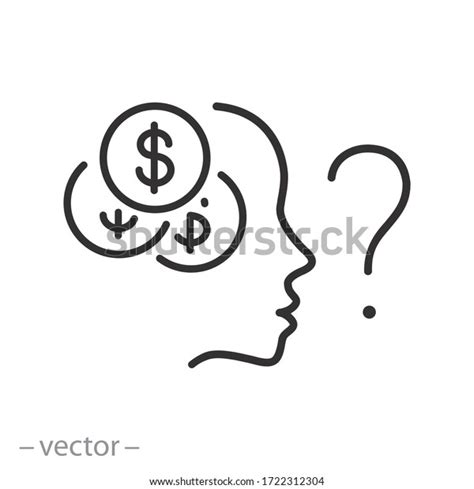 Man Think Money Icon Trouble Money Stock Vector Royalty Free
