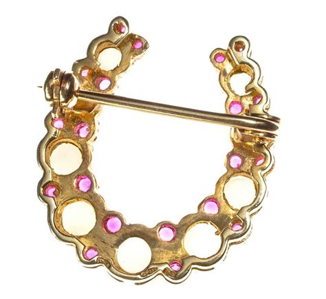 9ct Gold Ruby And Pearl Brooch