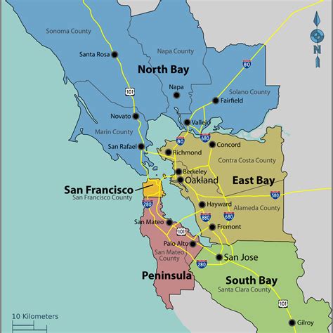Map Of Bay Area Counties Map Of West
