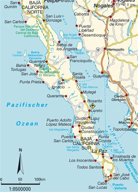 Overview Map Of Southern Baja Los Cabos Guide Map Of Baja