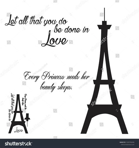 Eiffel Tower Love Quote Phrase Text Stock Vector Royalty Free