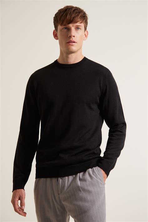 Moss London Black Crew Neck Sweater