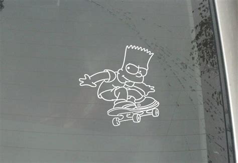 Bart Simpson Skateboarding Window Sticker Or Decal For Car Body Or