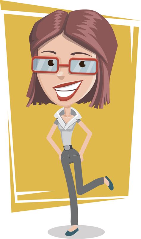 Drawing Of A Cheerful Girl With Glasses Free Image Download