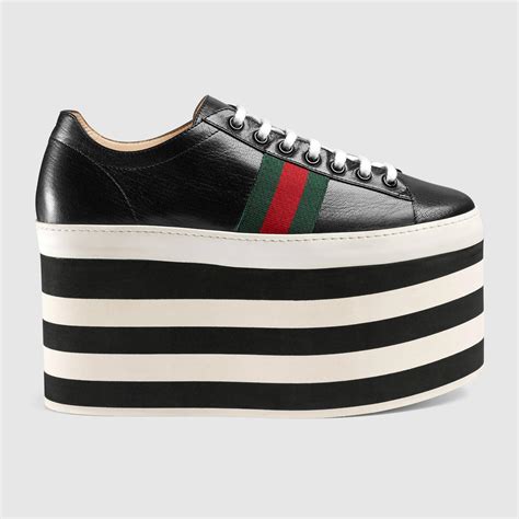 Gucci Leather Low Top Platform Sneaker In Black Lyst