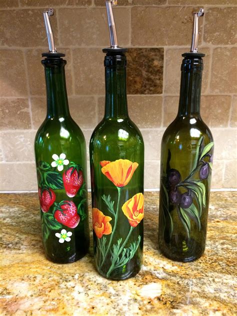 Decanter Bottle With Spout Hand Painted Vinegar Or Oil 750 Etsy