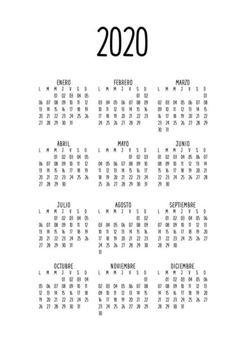 Calendario 2020 Imprimible Calendario 2020 Gratis Para Imprimir En 2020