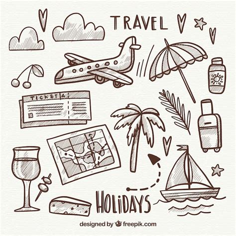 Free Vector Hand Drawn Travel Element Collection