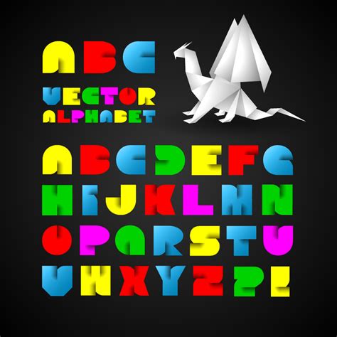 Colorful Origami Alphabet Vector Set Free Download