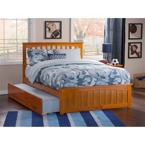 Mission Full Platform Bed With Matching Foot Board With Twin Brown Twin