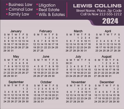 35x4 Custom Legal Calendar Magnets 20 Mil Square Corners Legal