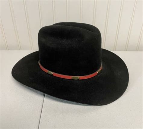 Vintage John B Stetson 4x Beaver Black Cowboy Hat Ra Gem