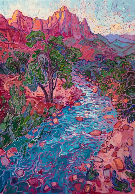 River Zion Contemporary Impressionism Paintings By Erin Hanson