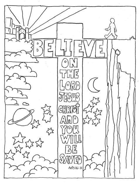 Subscribe to our youtube channel and let us know who you would like us to color in! Believe on the Lord, Acts 16:31 Coloring Page (With images ...