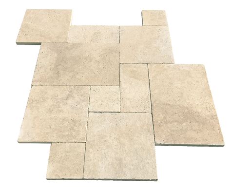 Light Ivory Travertine French Pattern Tumbled Unfilled