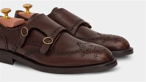 Mens Brown Leather Double Monk Strap Shoes Velasca Monk Strap