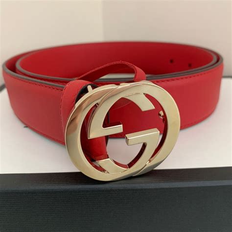 New Gucci Interlocking G Red Leather Belt Jadore Fashion Boutique