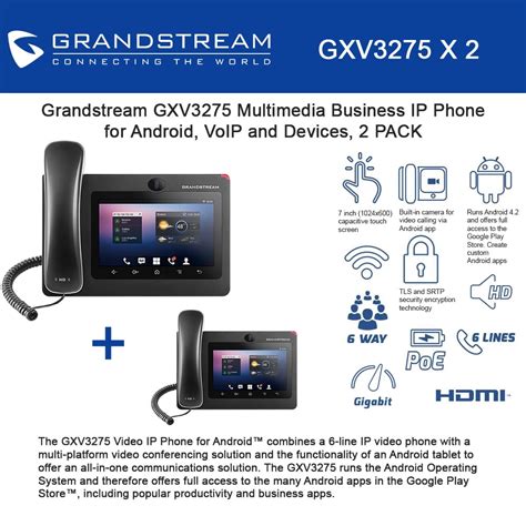 Grandstream Gxv3275 2 Units 6 Lines Multimedia Ip Phone Voip And
