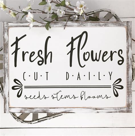 Fresh Flowers Flowers Sign White Washed Distressed Frame Framed