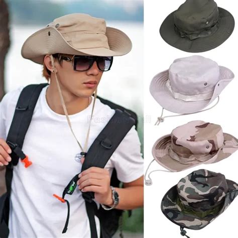 New Bucket Hat Men Outdoor Fishing Hiking Boonie Snap Brim Military Sun