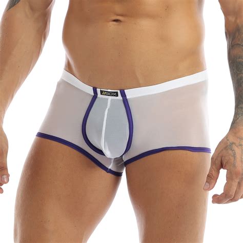 Uk Sexy Men See Through Boxer Briefs Sheer Mesh Pouch Underwear Panties