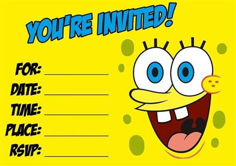 Spongebob Birthday Invitation Layout