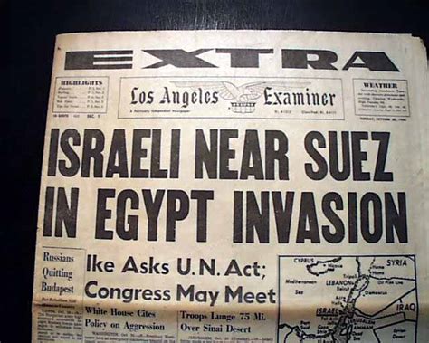 Construction of a dam to control flooding of the nile was a key objective of the 1952 coup. Suez Crisis... - RareNewspapers.com