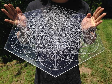 Flower Of Life Metatrons Cube Field Laser Cut Crystal Grid Artwork