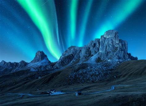 Northern Lights Above Awe Inspiring Landscape In Iceland Photo Denis