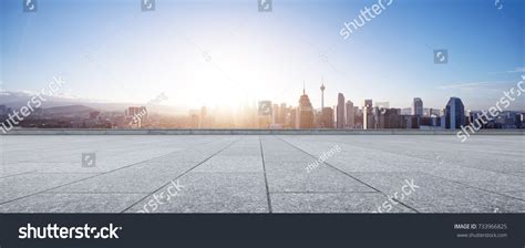 Empty Marble Floor Cityscape Kuala Lumpur Stock Photo 733966825