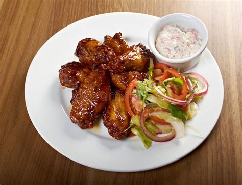Roasted Chicken Wings On Plate Stock Image Image Of Chicken Barbecue