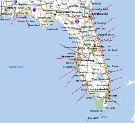 Map Of Florida Gulf Coast Beach Towns Printable Maps