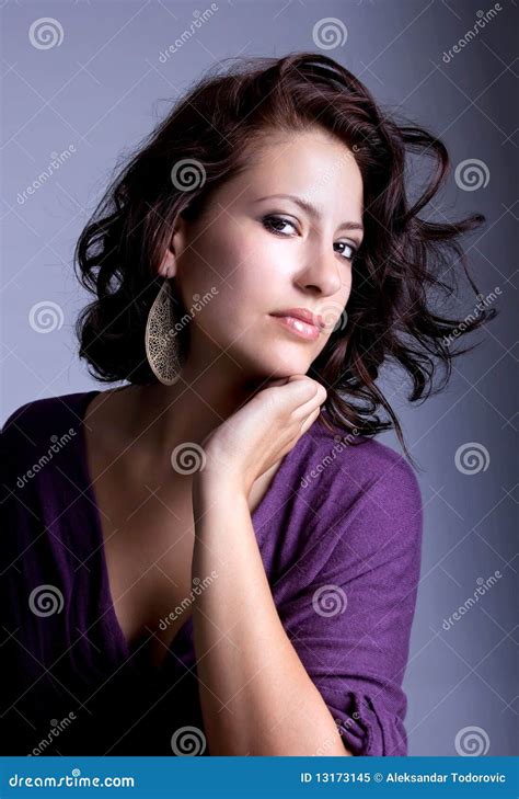 Pretty Young Woman With Ear Ring Studio Shot Stock Image Image Of