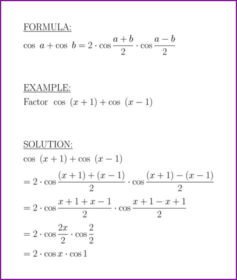 Cos A B Formula And Example Cosine Of Sum Trigonometry My Xxx Hot Girl