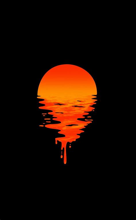 950x1534 Lake Sunset Orange Minimal Dark Minimalistic Orange And