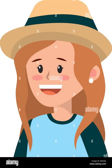 Woman With At Face Smiling Cartoon Vector Illustration Graphic Design