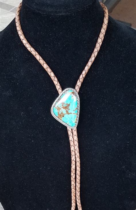 Turquoise Bolo Tie Custom Made Bolo Tie Sterling Silver Turquoise