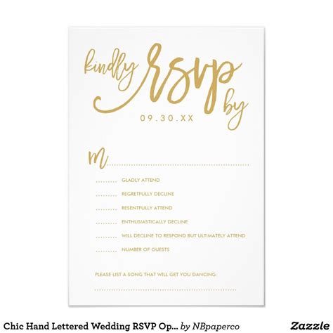 Chic Hand Lettered Wedding RSVP Options Card | Zazzle.com | Hand lettered wedding, Wedding rsvp ...