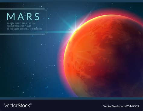 Mars Background Red Planet With Texture In Outer Vector Image