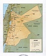 Grande detallado mapa político y administrativo de Jordania con relieve ...