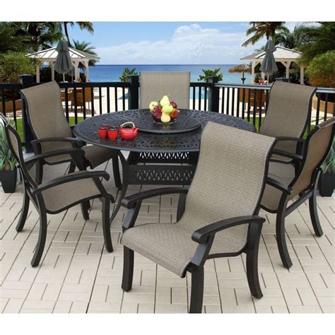 8+ person outdoor wicker dining sets. Barbados Sling Outdoor Patio 6 Person Dining Set with 60 ...