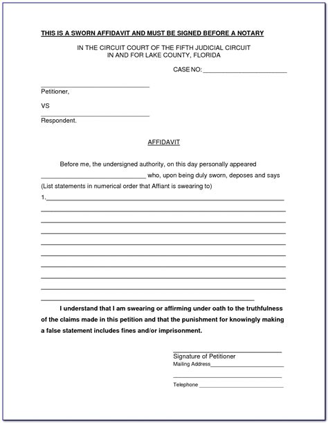 Affidavit Sample Template HQ Printable Documents