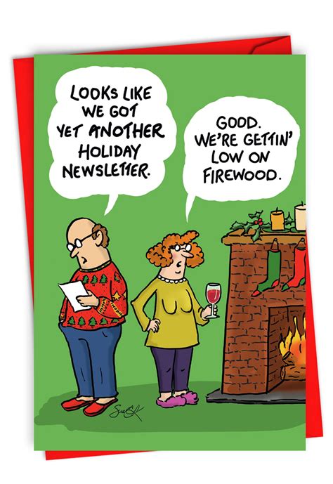 funny cartoon christmas card with envelope humor holiday greeting husband and wife comic