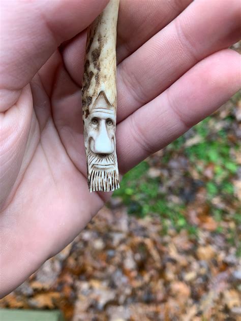 Bone Pendant Carving Deer Antler Necklace Hand Carved Bone Art By Josh Carte Bone Necklace